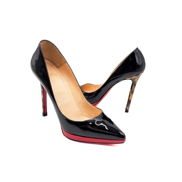 Christian Louboutin Pigalle Plato 120 Black Patent Leather Pumps EU 37.5 - Picture 1 of 10